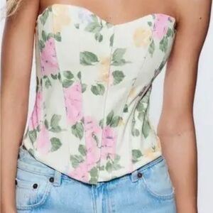 Zara Floral Corset Top - White and Pink